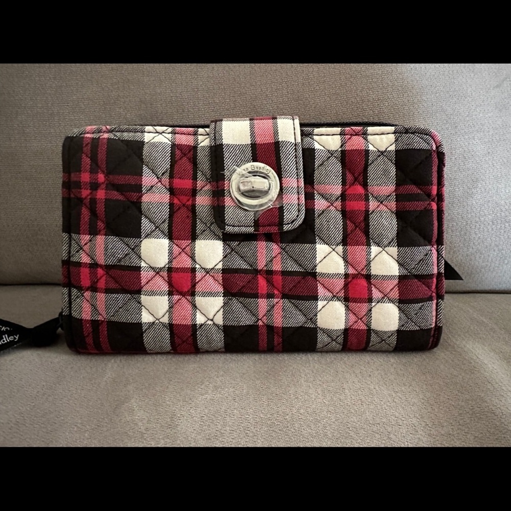 Vera Bradley Fireplace Plaid RFID Turnlock Wallet